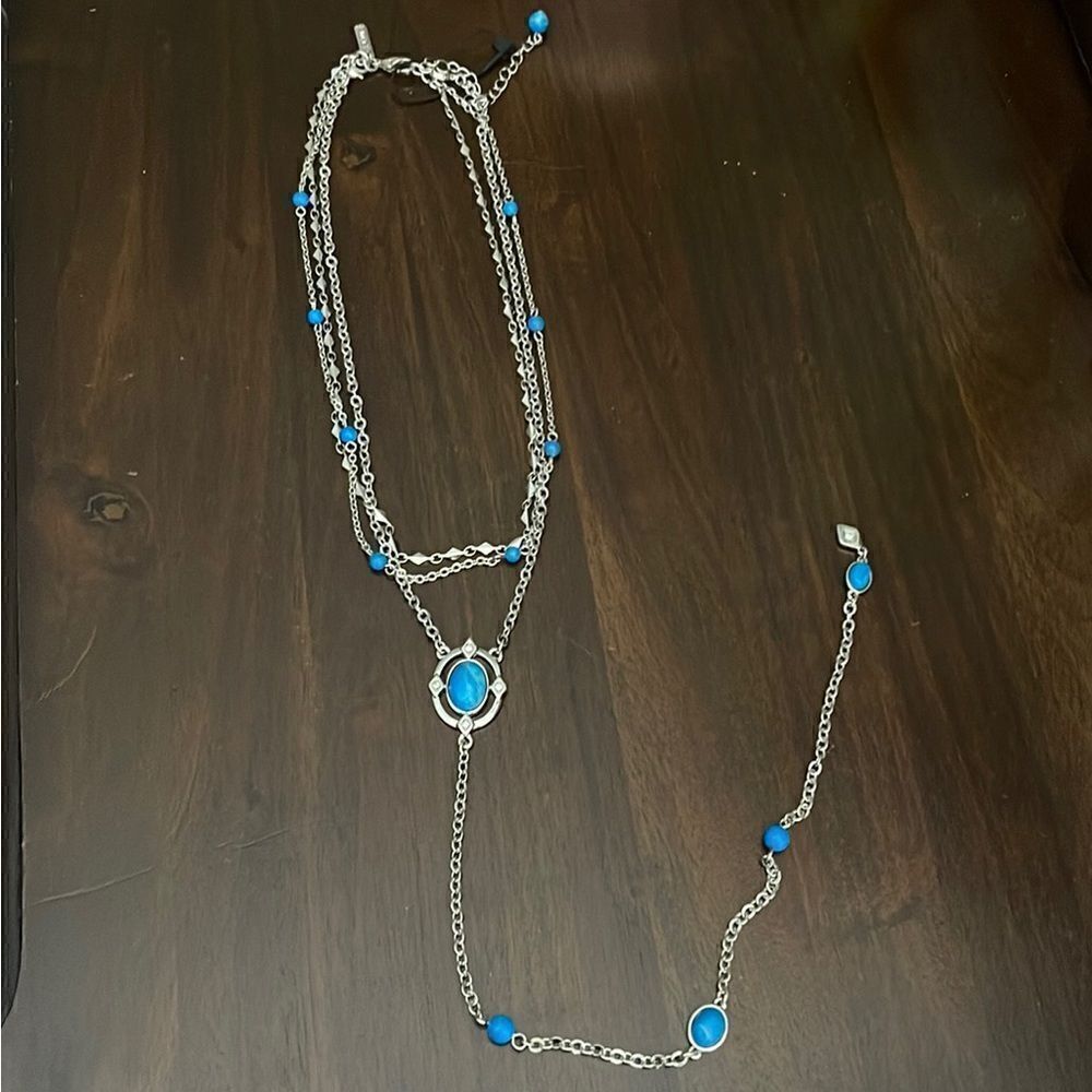 White House Black Market Semiprecious Blue Howlite Y Nacklace